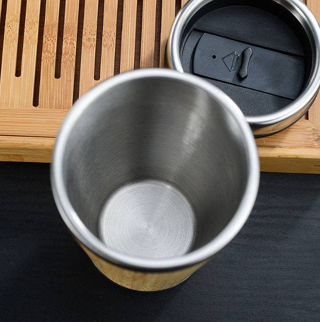 Leakproof Bamboo Travel Mug | 14oz Thermal Insulating Eco Coffee Cup